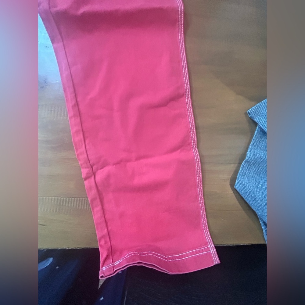 Houston white pink/Red Cargo Pants with Drawstring Waist - Picture 3 of 13